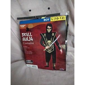Boys Youth Skull Ninja Halloween Costume large 10-12